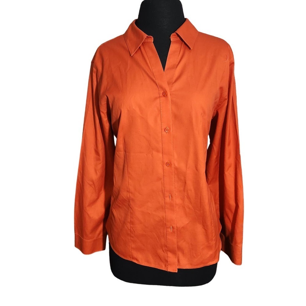 Chico's no iron blouse long sleeve Burnt Orange sz 2/ M